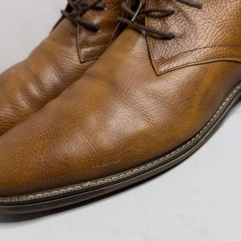 Carlo Morandi Brown Leather Chukka Boots Mens 11 Lace Up Casual Dress Shoes